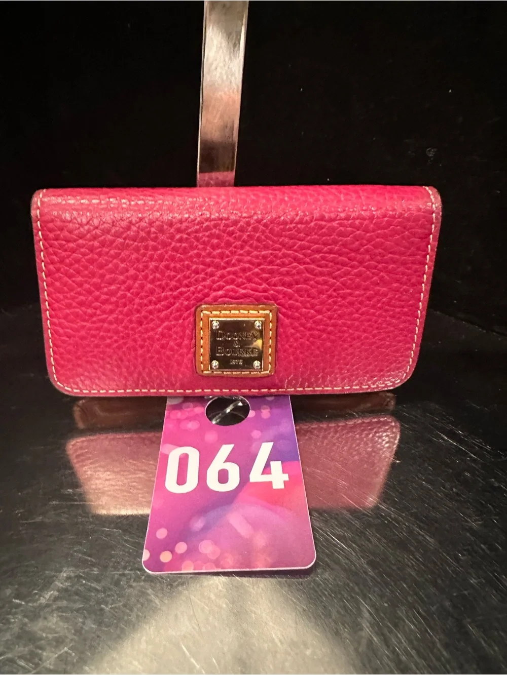 Dooney & Bourke #064  Red Pebbled  Small Flap Wallet